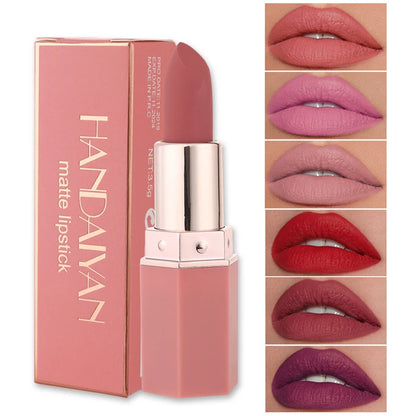 Rouge à Lèvres Velvet Mat 6 Couleurs – Tenue Longue & Sexy, Effet Nude à Intense