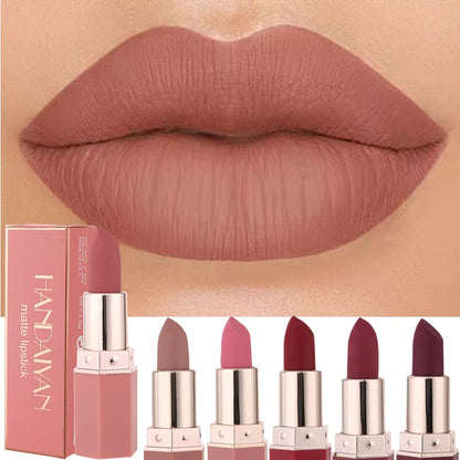 Rouge à Lèvres Velvet Mat 6 Couleurs – Tenue Longue & Sexy, Effet Nude à Intense