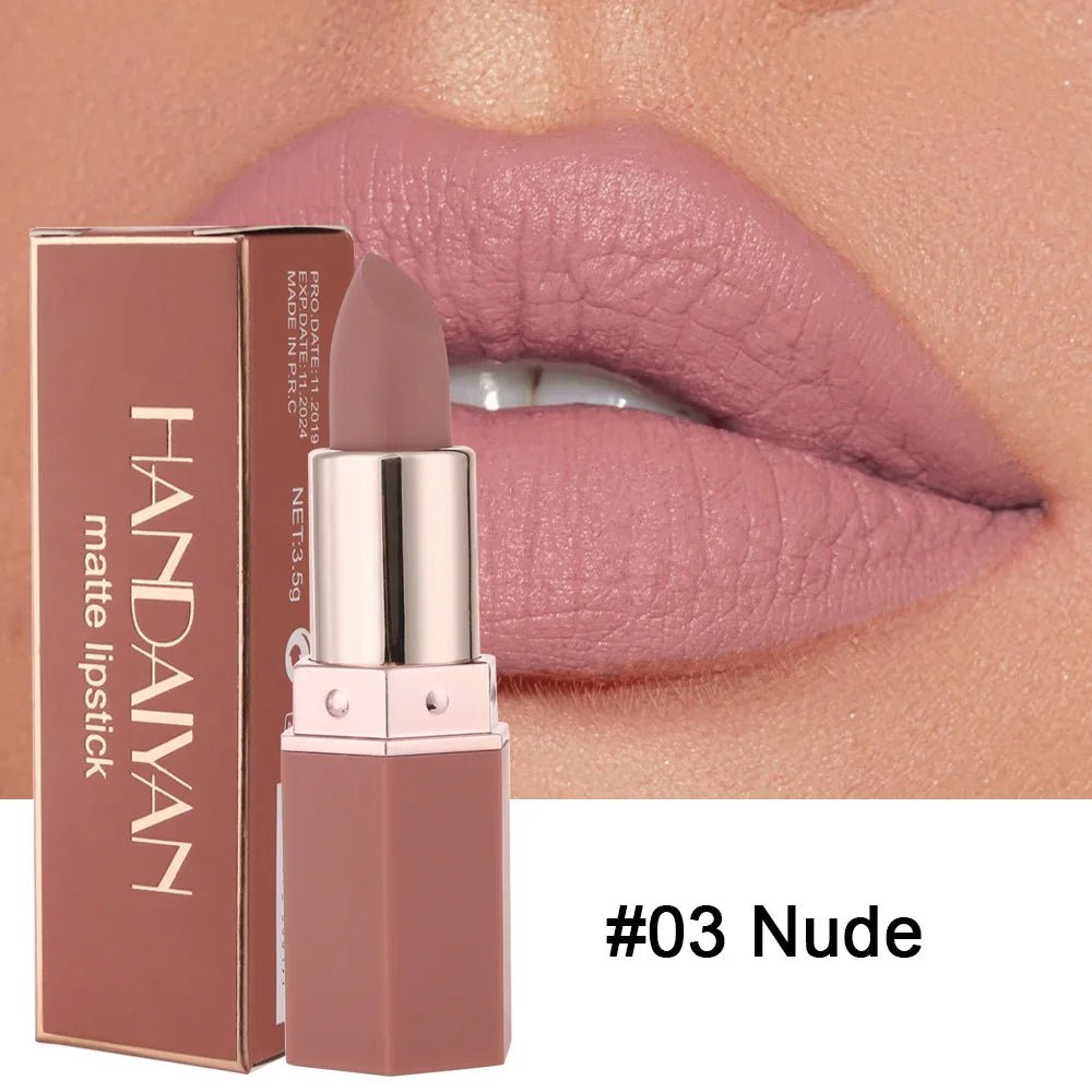Rouge à Lèvres Velvet Mat 6 Couleurs – Tenue Longue & Sexy, Effet Nude à Intense